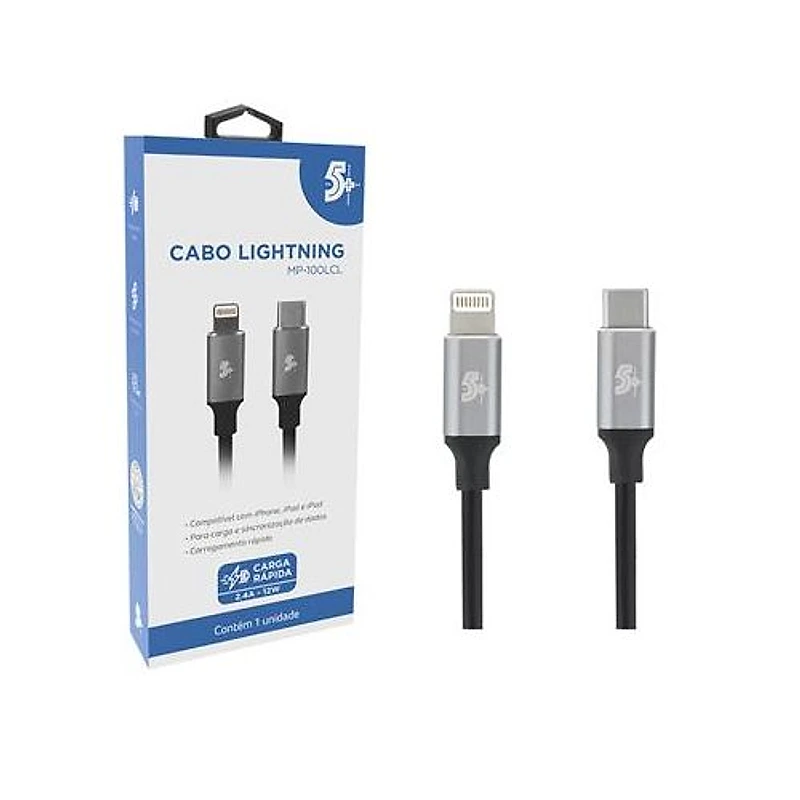 Cabo USB-C para Lightning iPhone 1,2 Metros Preto Pix — Campinas
