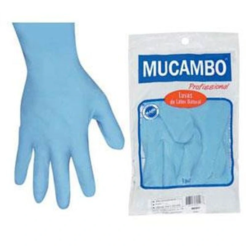 Luva de Látex Natural Lisa Azul Tamanho P Mucambo (Par) — Campinas