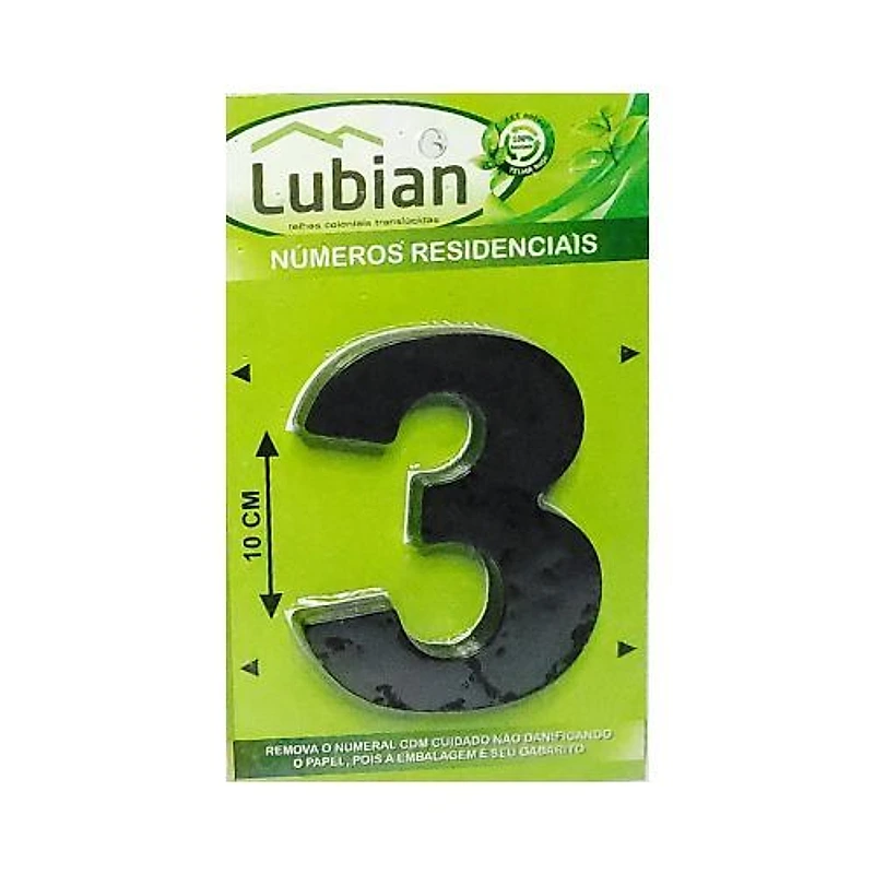 Número Residencial 3 ABS Preto 10cm Lubian — Campinas