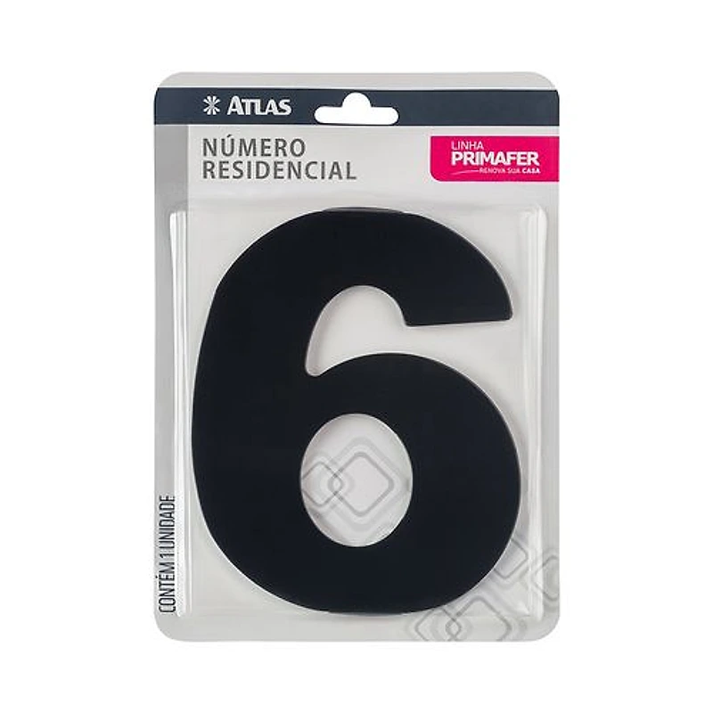 Número Residencial 6 Alumínio Composto Preto 12,5cm Primafer — Campinas