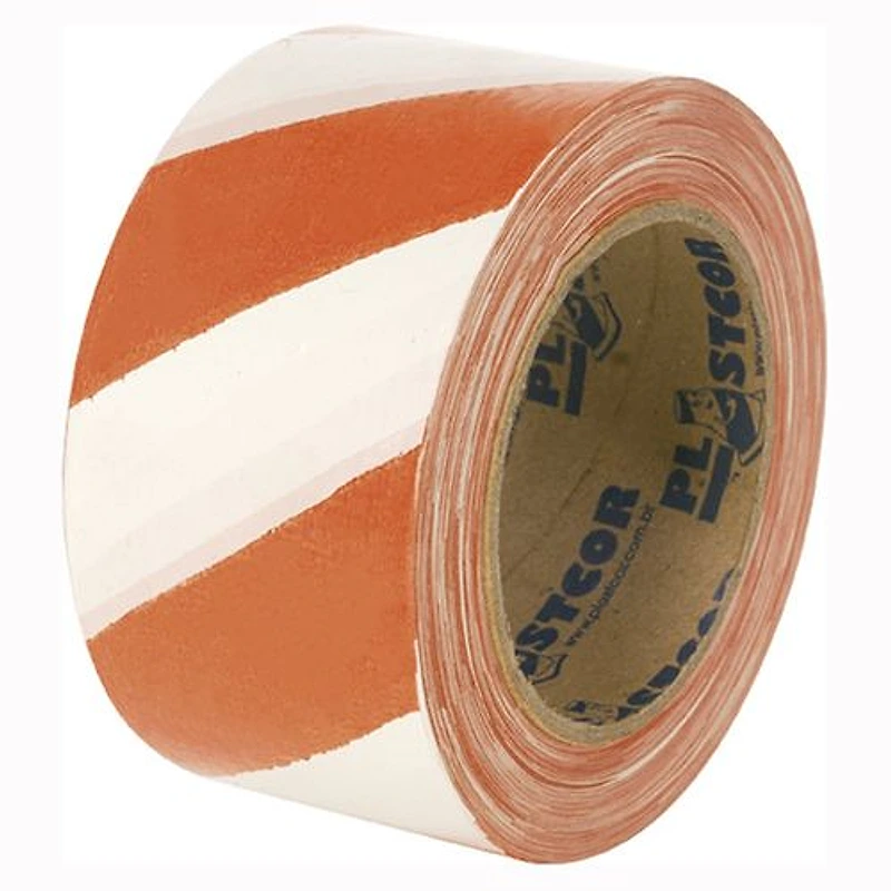 Fita Zebrada de Sinalização Branca e Laranja 70mm x 20m Plastcor (Rolo) — Campinas