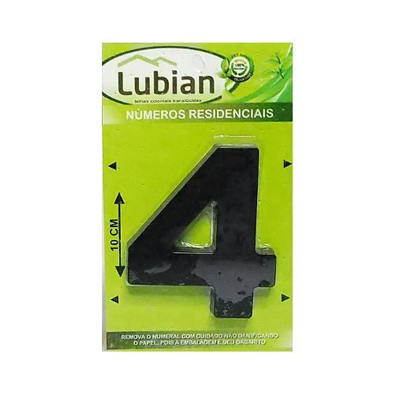 Número Residencial 4 ABS Preto 10cm Lubian — Campinas