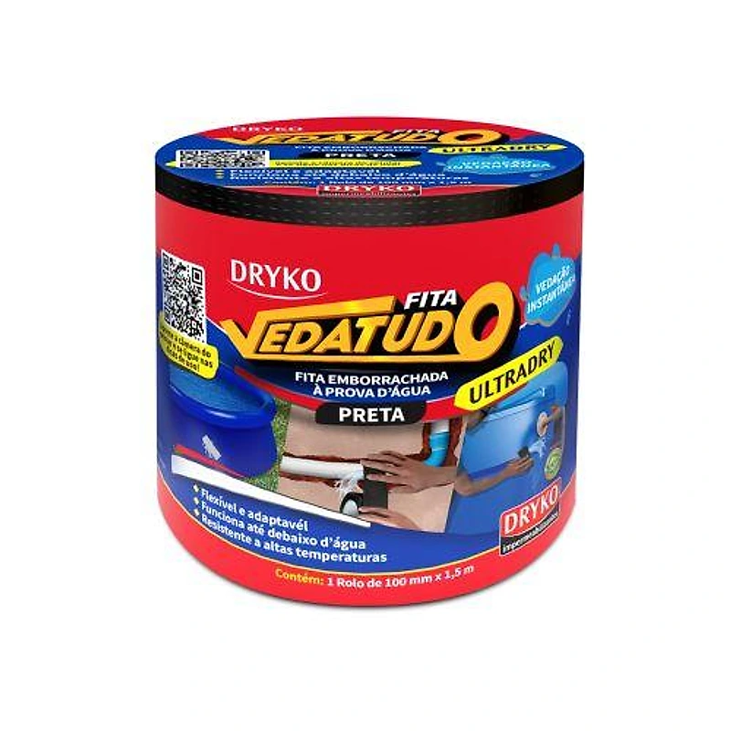 Vedatudo Fita Emborrachada Ultradry Preta 10cm x 1,5m — Campinas