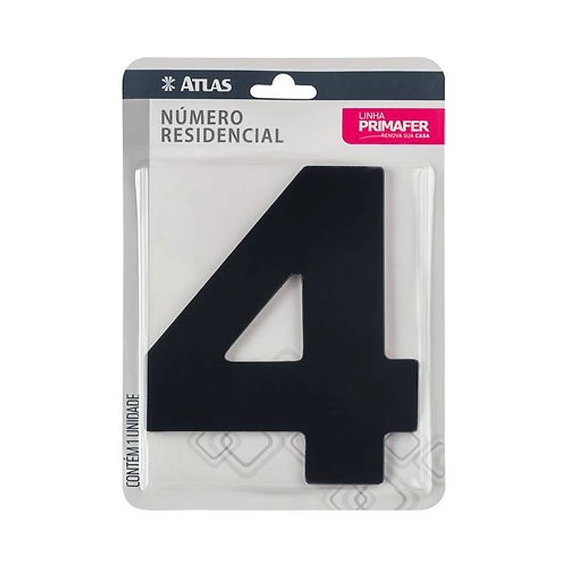 Número Residencial 4 Alumínio Composto Preto 12,5cm Primafer — Campinas
