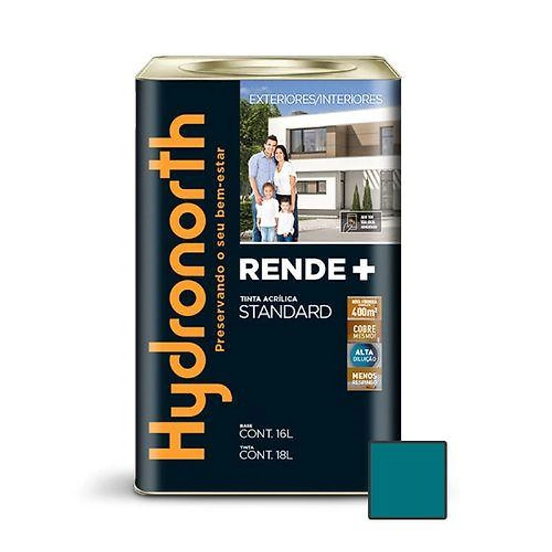 Tinta Acrílica Standard Rende+ Azul Petróleo Lata 18L Hydronorth — Campinas