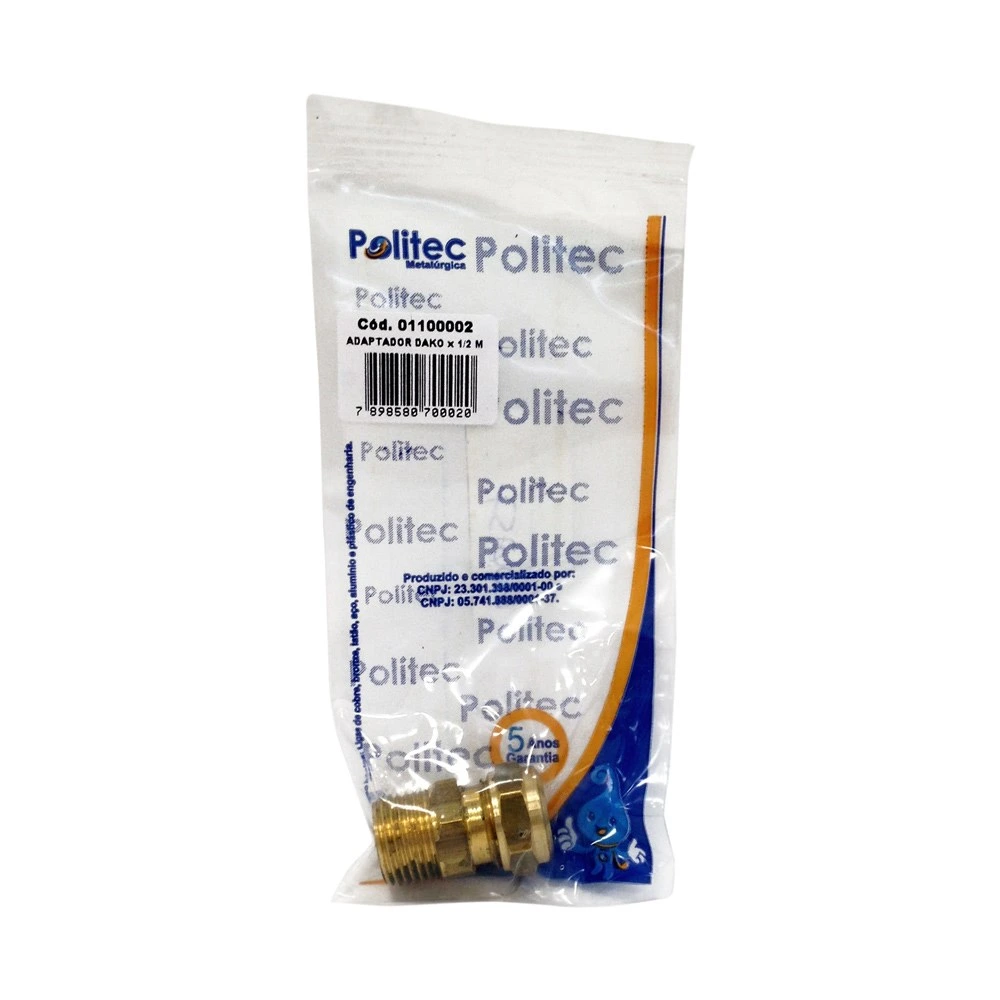 Adaptador Gas Dako X Politec 1/2" Npt Macho 60002 — Campinas