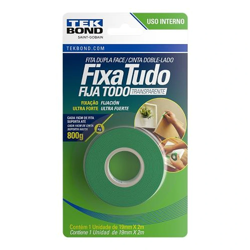 Fita Dupla Face Acrílica Interna 19mm x 2m Tekbond Tek Bond — Campinas