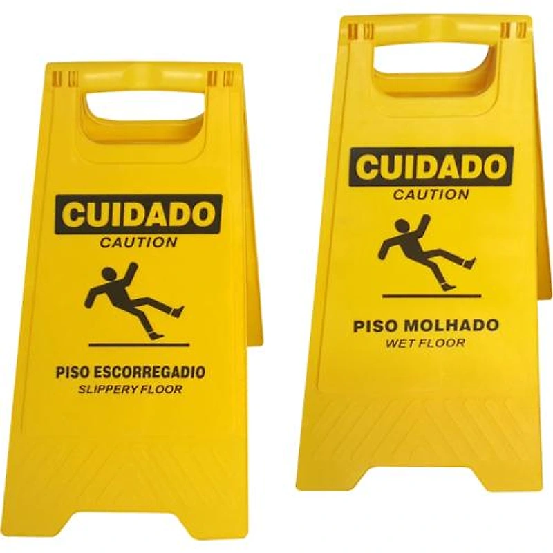 Cavalete de Sinalização Piso Molhado Duplo Amarelo Plastcor — Campinas