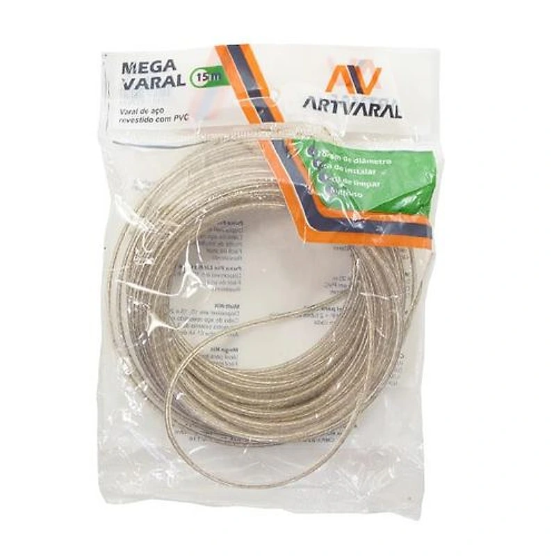 Varal de Aço Revestido em PVC Cristal 2,70mm 15m Mega Varal Art Varal — Campinas
