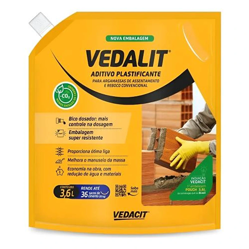 Aditivo Plastificante para Argamassa Vedalit 3,6kg Vedacit — Campinas