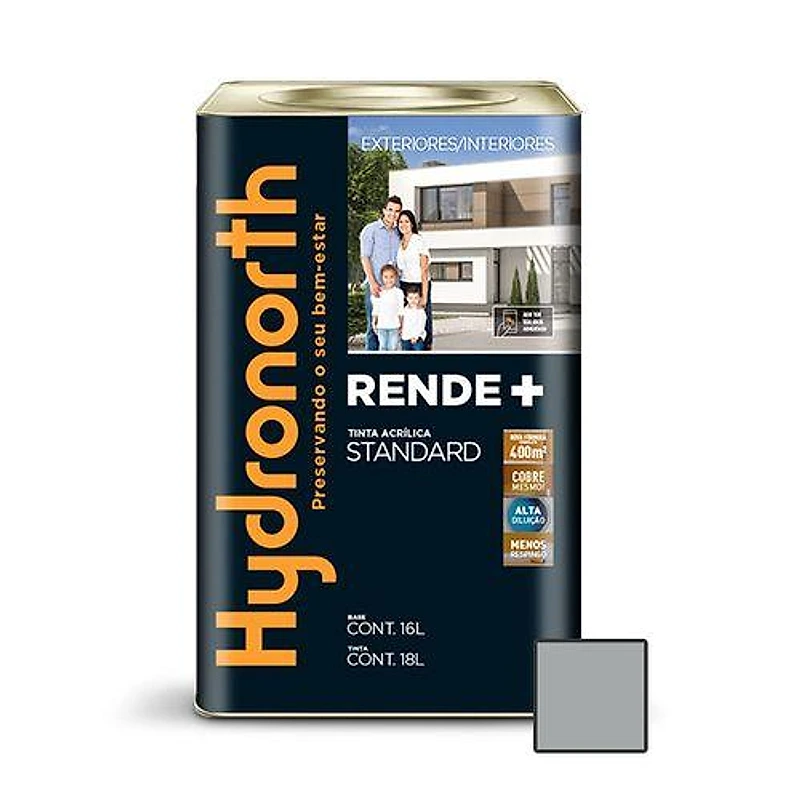 Tinta Acrílica Standard Rende+ Cinza Granito Lata 18L Hydronorth — Campinas