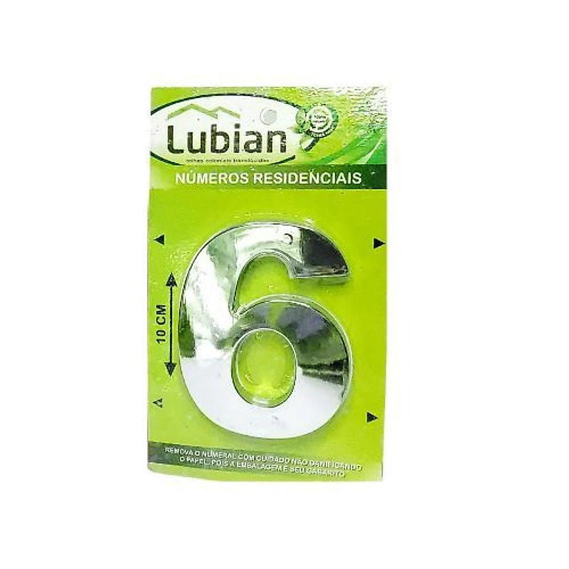 Número Residencial 6 ABS Cromado 10cm Lubian — Campinas