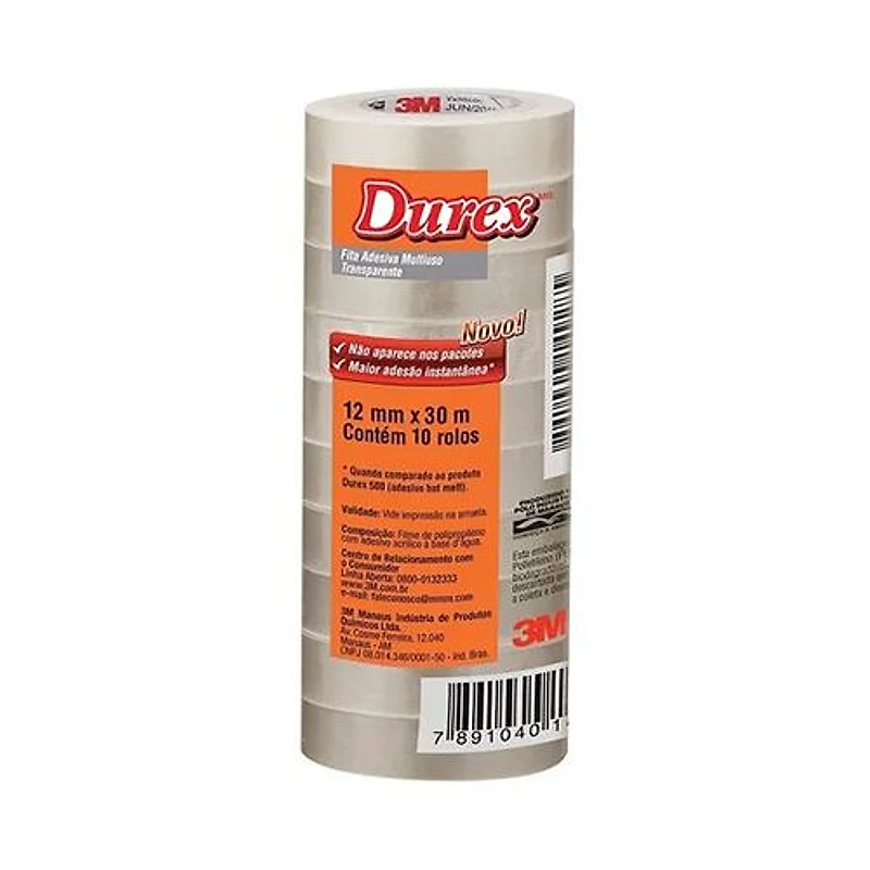 Fita Adesiva Durex Transparente 12mm x 30m 3M — Campinas