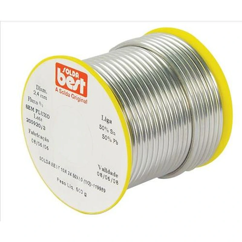 Solda Carretel 500g 2,4mm Amarelo Liga 50x50 Best — Campinas