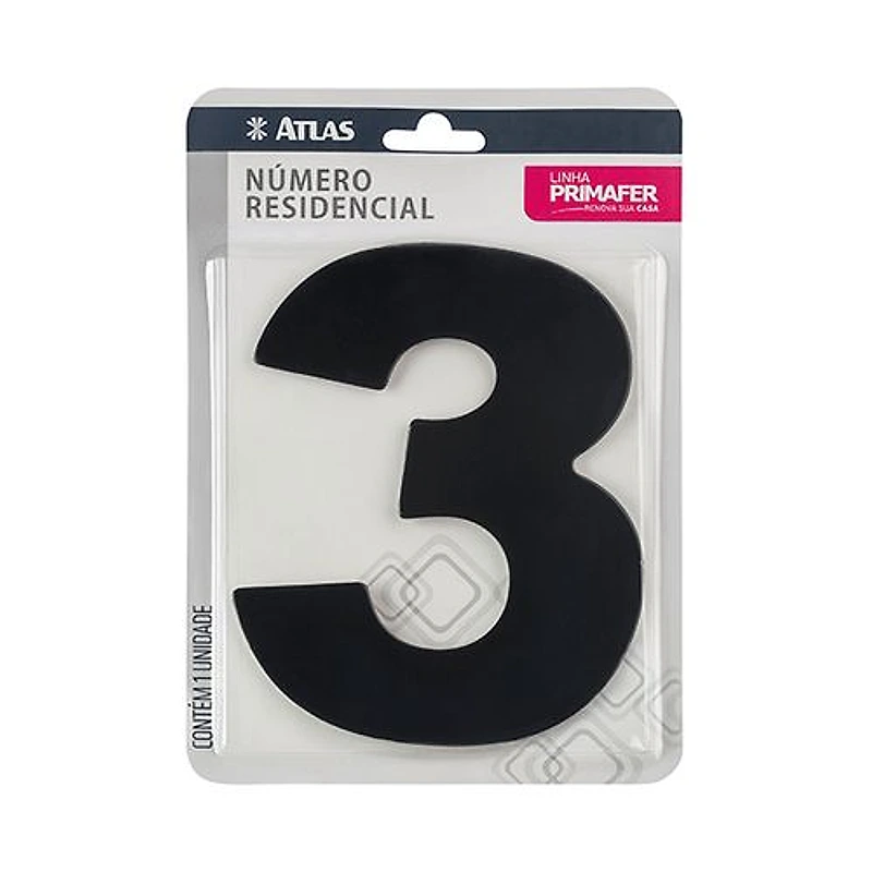 Número Residencial 3 Alumínio Composto Preto 12,5cm Primafer — Campinas