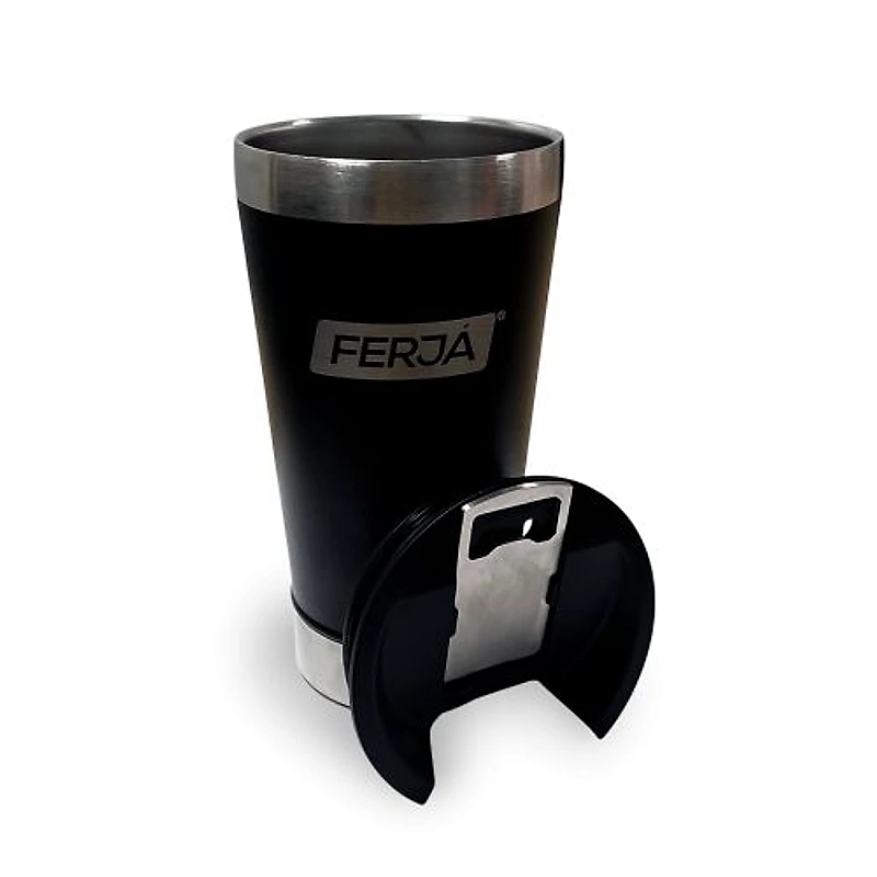 Copo Térmico Preto Fosco 591/600ml Aço Inox Ferja — Campinas