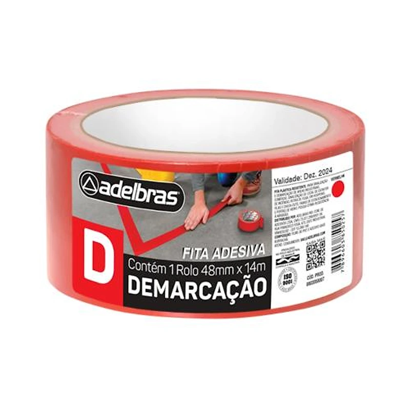 Fita de Demarcação de Solo Vermelha 48mm x 14m Adelbras — Campinas