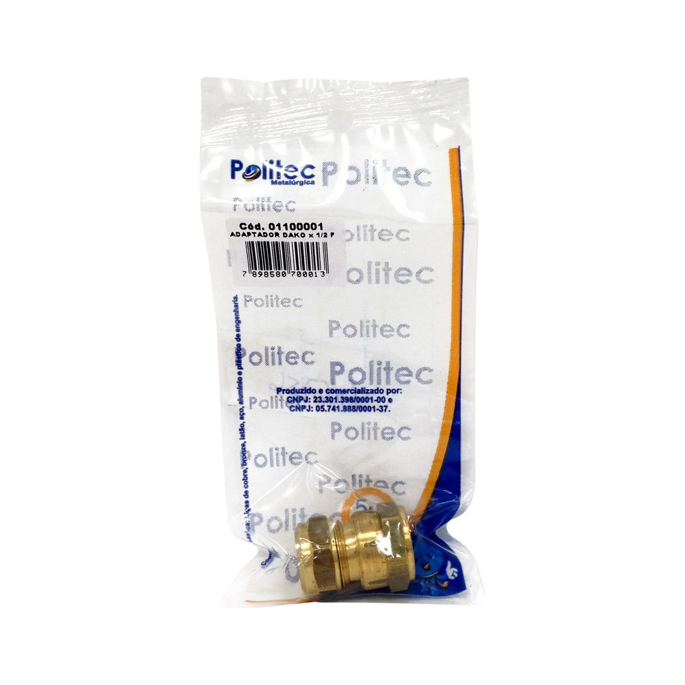 Adaptador Gas Dako X Politec 1/2" Npt Femea 1100001/60001 — Campinas