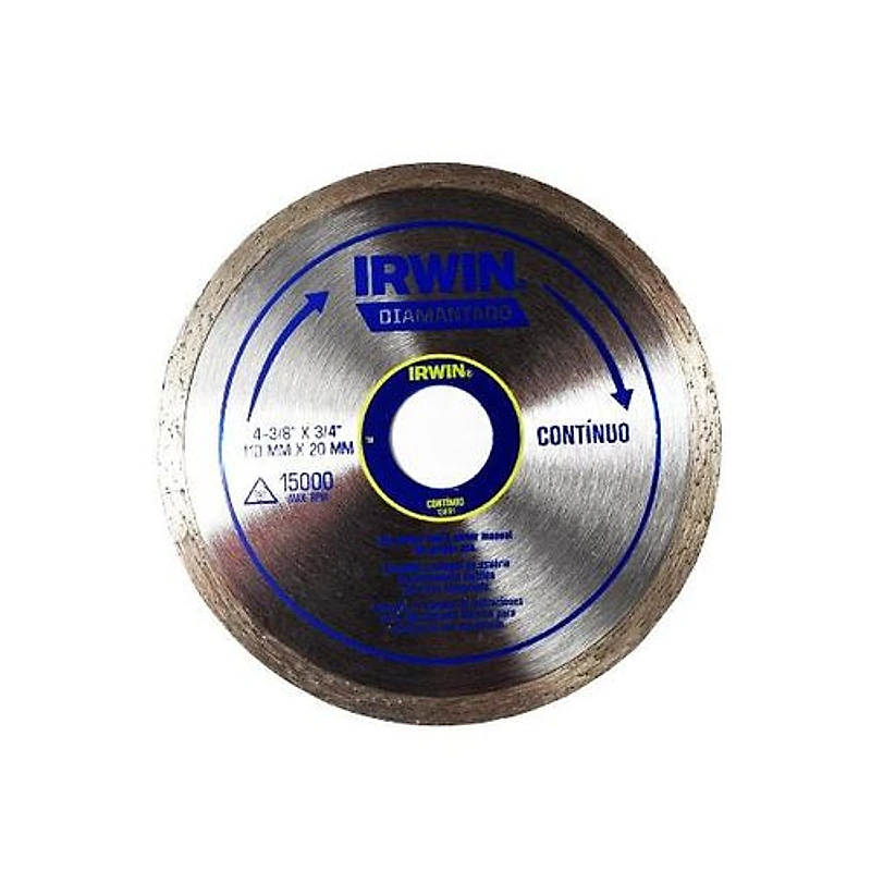 Disco Diamantado Contínuo Liso 4.3/8" 110mm Furo 20mm Irwin — Campinas