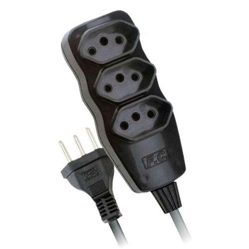 Extensão Elétrica Tripla PP 3x0,75mm² 20 Metros Preta FC — Campinas