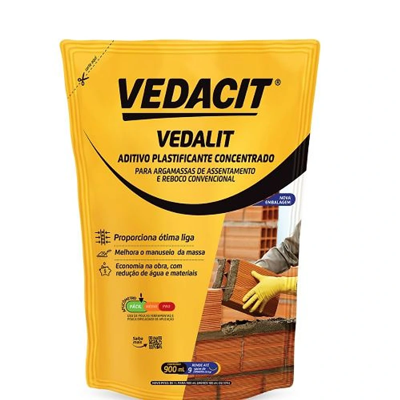 Aditivo Plastificante para Argamassa Vedalit Sachê 900ml Vedacit — Campinas