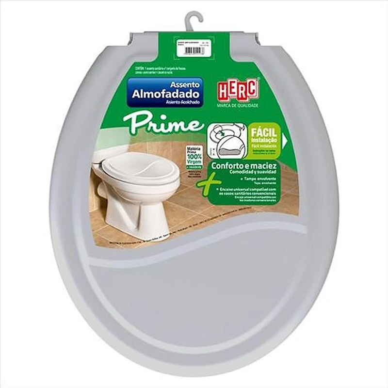 Assento Sanitário Almofadado Oval Cinza Herc 2386 — Campinas