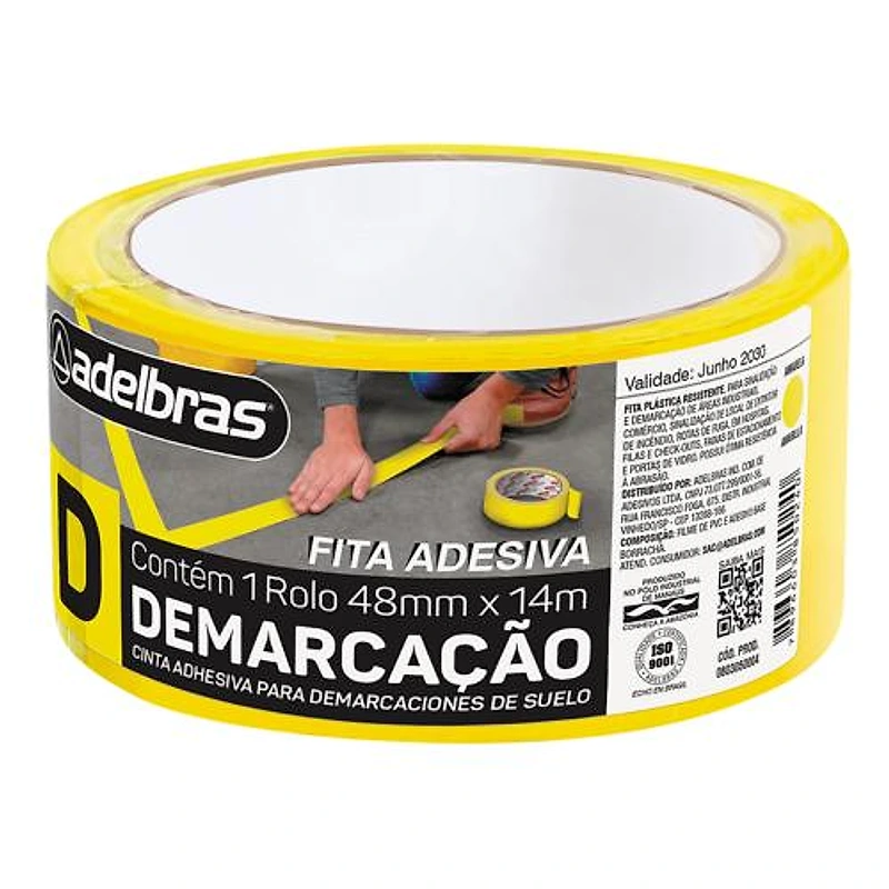 Fita de Demarcação de Solo Amarela 48mm x 14m Adelbras — Campinas