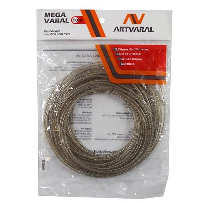 Varal de Aço Revestido em PVC Cristal 2,70mm 10m Mega Varal Art Varal — Campinas