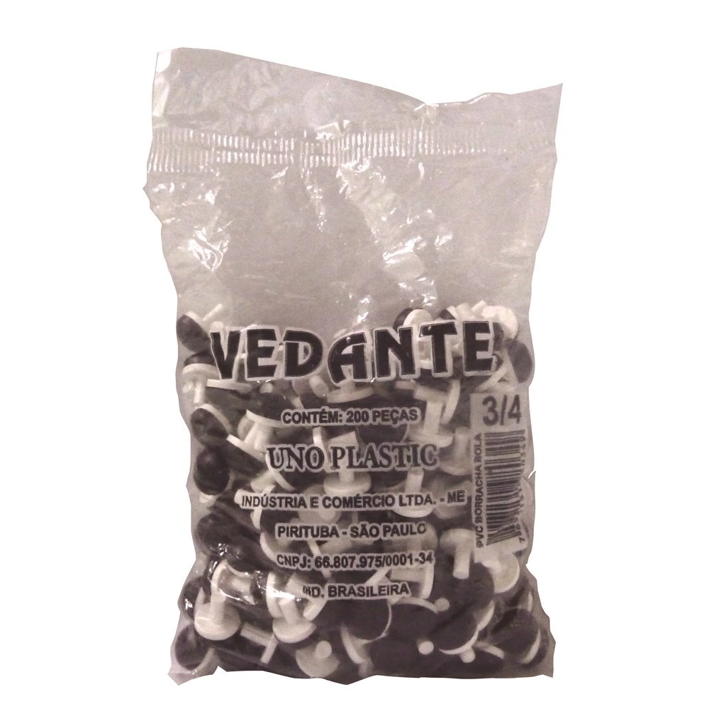 Vedante Pvc+borracha 3/4"unoplastic Bola 200pecas 34 — Campinas