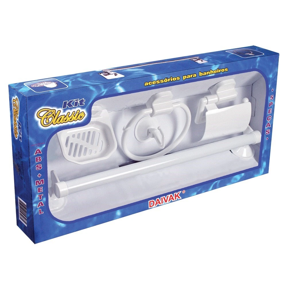 Acessorio Wc Daivak Abs+metal Branco 5 Pecas Com Ventosa 503 — Campinas