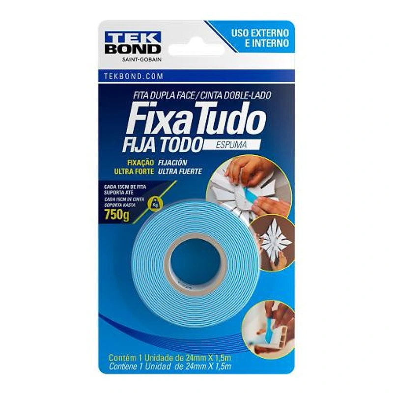 Fita Dupla Face de Espuma Externa 24mm x 1,5m 750g Tek Bond — Campinas