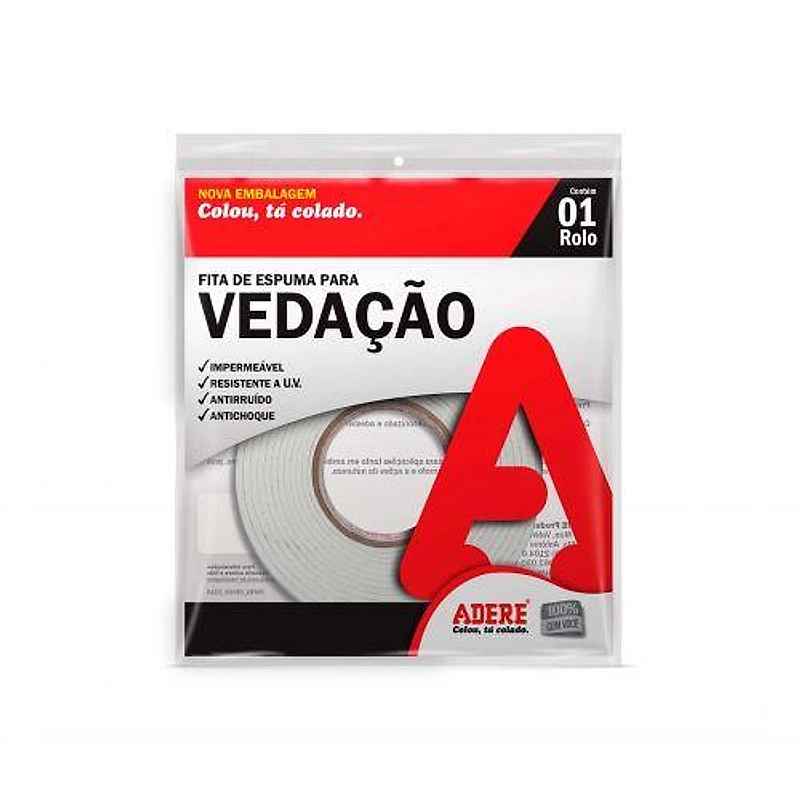 Adere Fita Adesiva de Espuma para Vedação Branca 19mm x 5m — Campinas