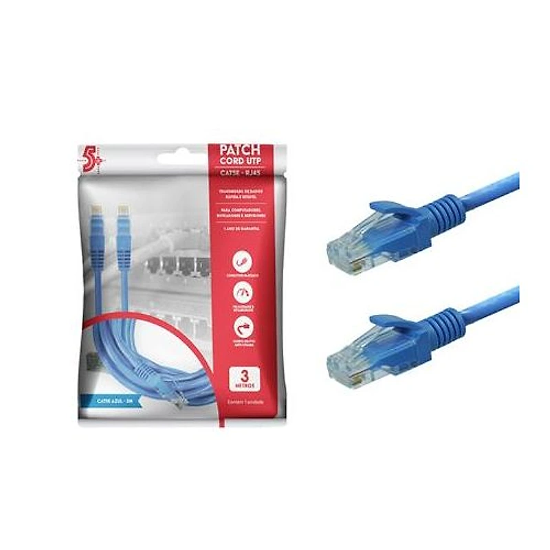 Cabo de Rede Patch Cord Cat5e RJ45 5m 5+ — Campinas