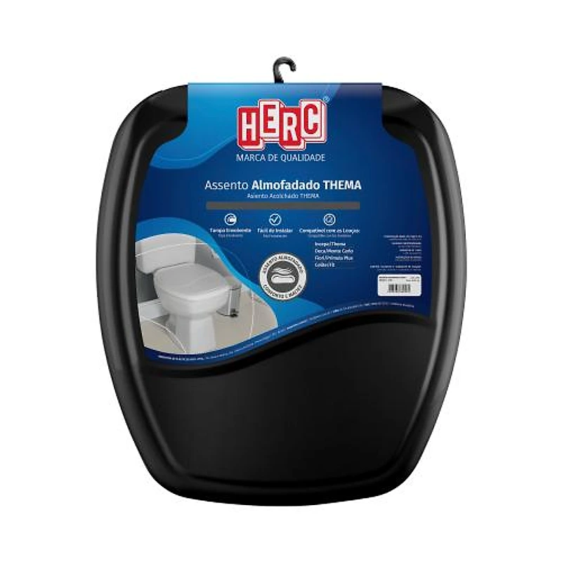 Assento Sanitário Almofadado Retangular Preto Thema Herc 2398 — Campinas