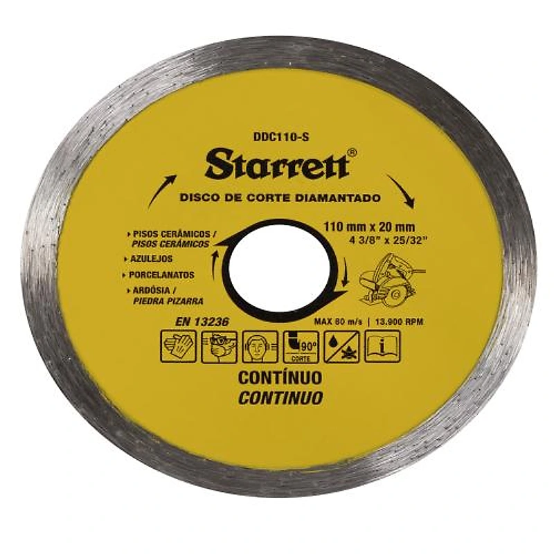 Disco Diamantado Contínuo Liso 4.3/8" 110mm Starrett — Campinas