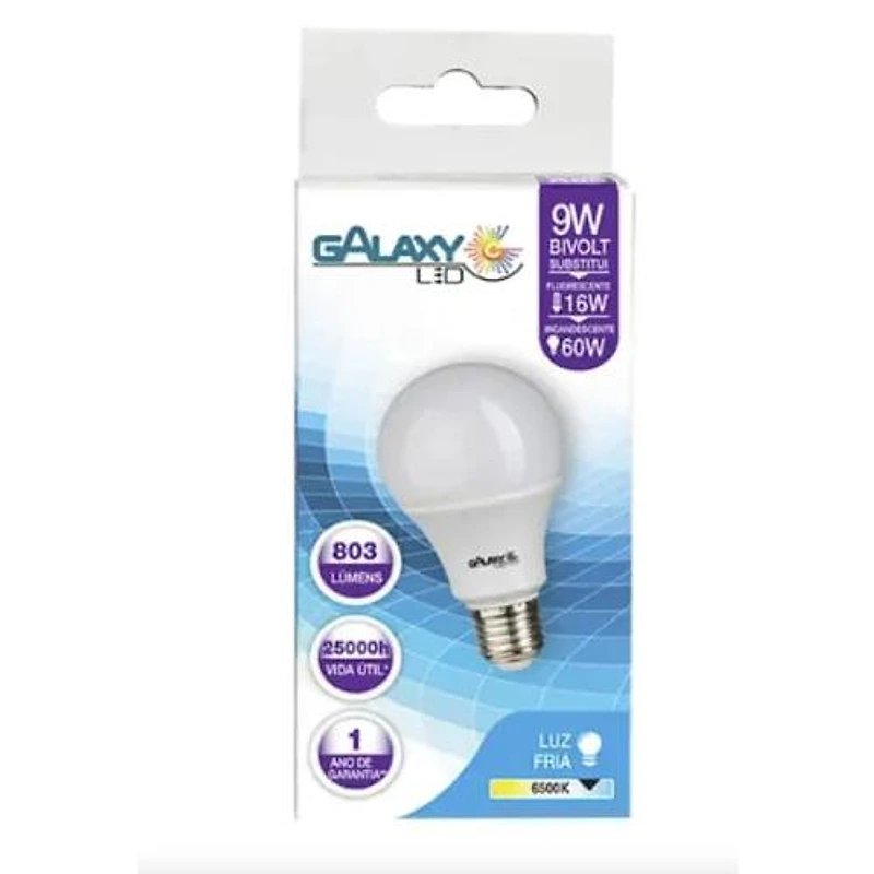 Lâmpada LED Bulbo A60 9W Branca Fria 6500K Galaxy 1008R — Campinas