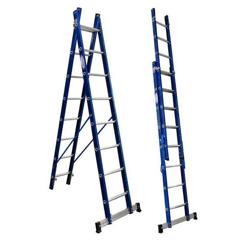 Escada Tesoura Extensível Alumínio e Fibra 8x14 Degraus 4,40m W Bertolo — Campinas