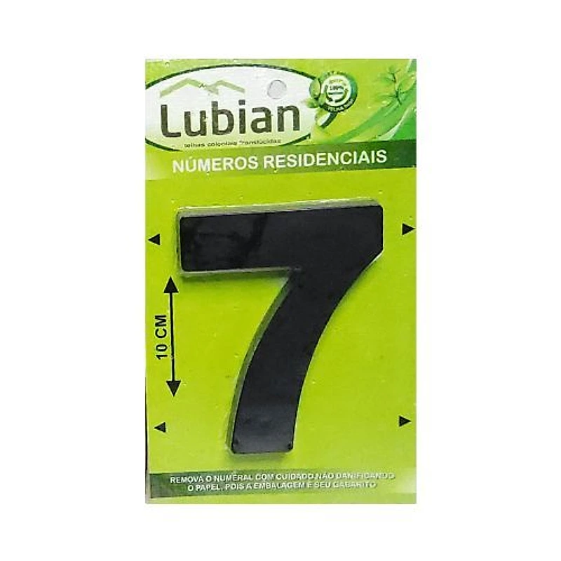 Número Residencial 7 ABS Preto 10cm Lubian — Campinas