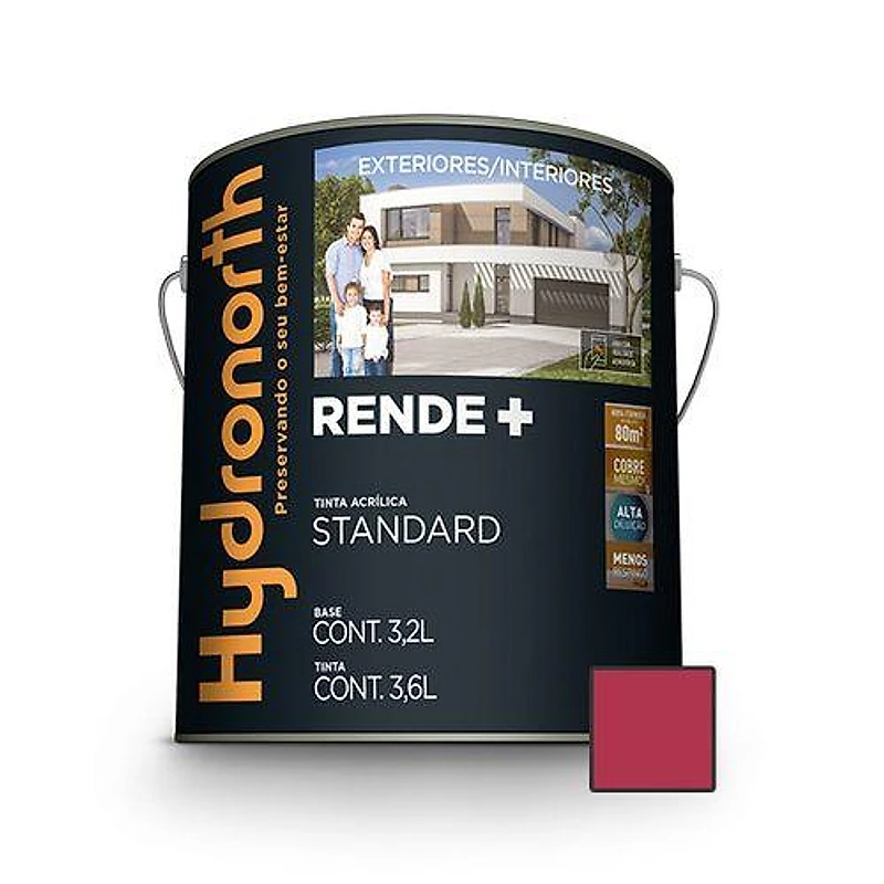 Tinta Acrílica Standard Rende+ Vermelho Grafite Galão 3,6L Hydronorth — Campinas