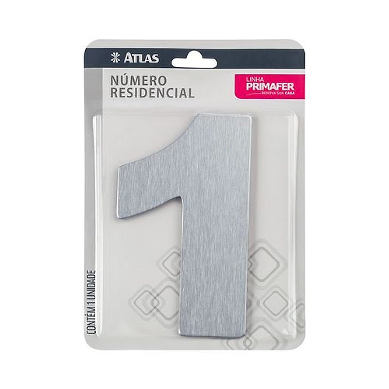 Número Residencial 1 Alumínio Composto Escovado 12cm Primafer — Campinas