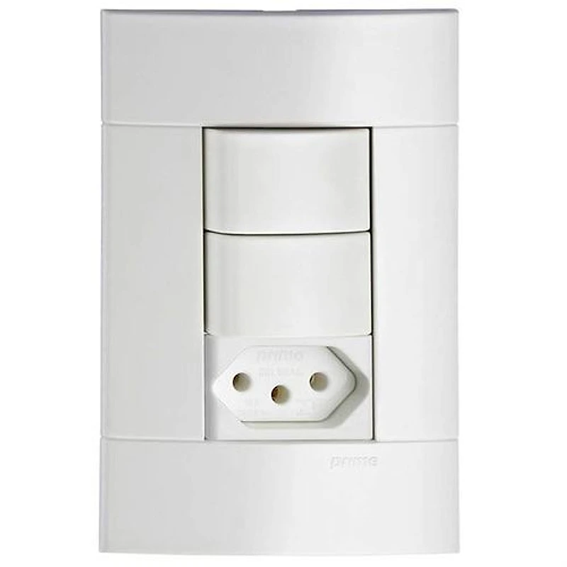 Conjunto Dois Interruptores e Tomada 10A Schneider Lunare 4x2 Branco PRM44721 — Campinas