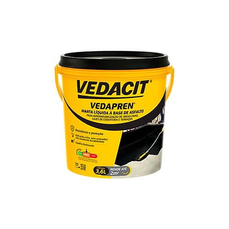 Manta Líquida Vedapren Preto Vedacit 3,6L — Campinas