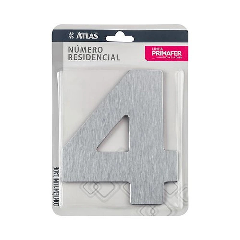 Número Residencial 4 Alumínio Composto Escovado 12cm Primafer — Campinas