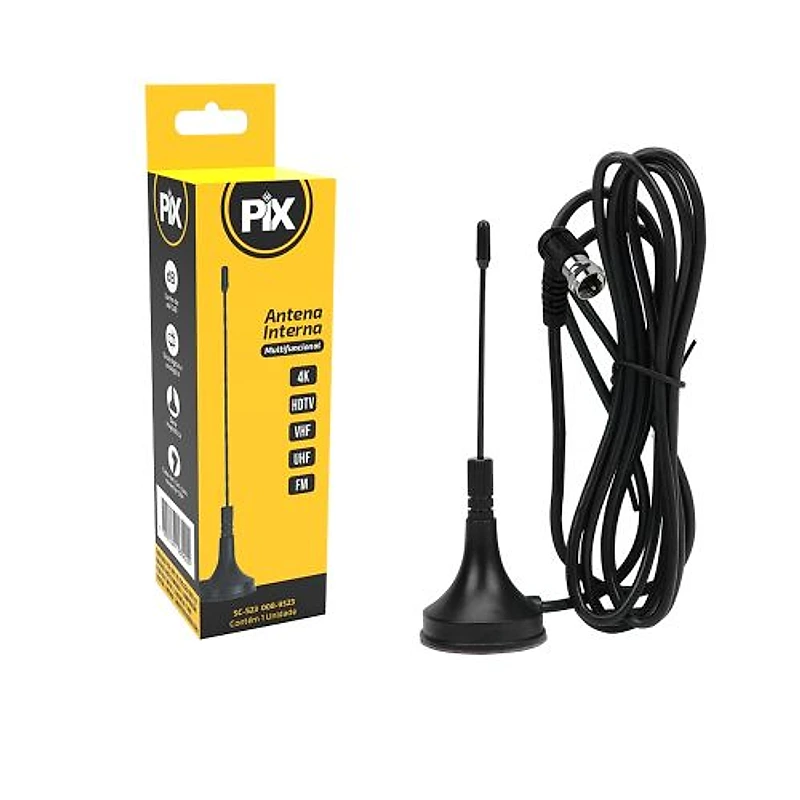 Antena Interna Mini Digital HDTV/UHF/VHF/FM 1,5m Pix — Campinas