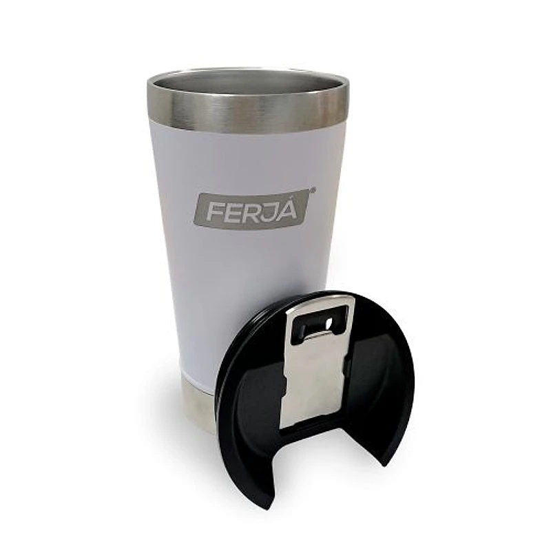 Copo Térmico Branco Fosco 591/600ml Aço Inox Ferja — Campinas