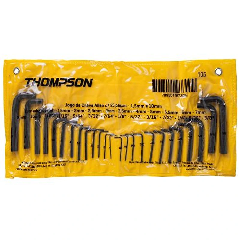 Jogo de Chave Allen 25 Peças 1,5mm a 25mm Thompson — Campinas