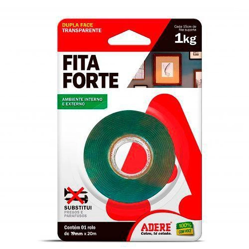 Fita Dupla Face Acrílica Interna e Externa 19mm x 20m Adere — Campinas