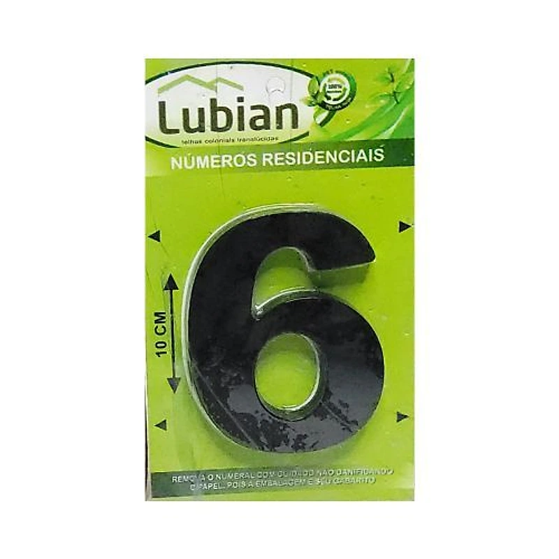 Número Residencial 6 ABS Preto 10cm Lubian — Campinas