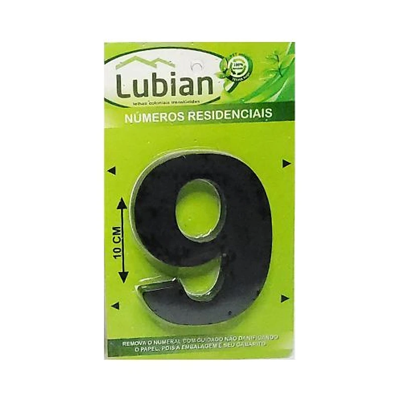 Número Residencial 9 ABS Preto 10cm Lubian — Campinas