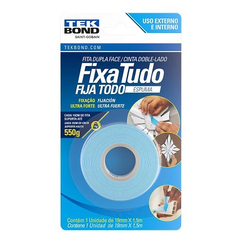 Fita Dupla Face de Espuma Externa 19mm x 1,5m Tekbond Tek Bond — Campinas